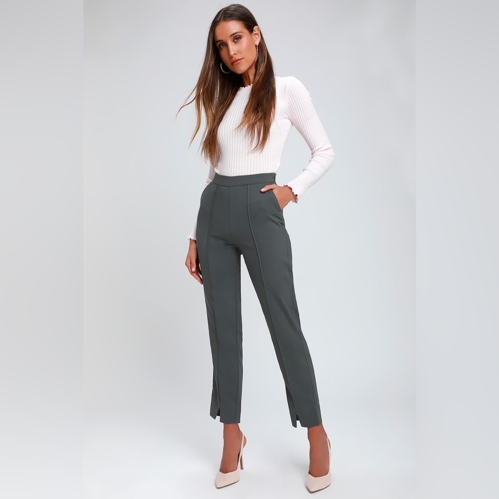 Lulus Aisha Charcoal Grey Trouser Pants